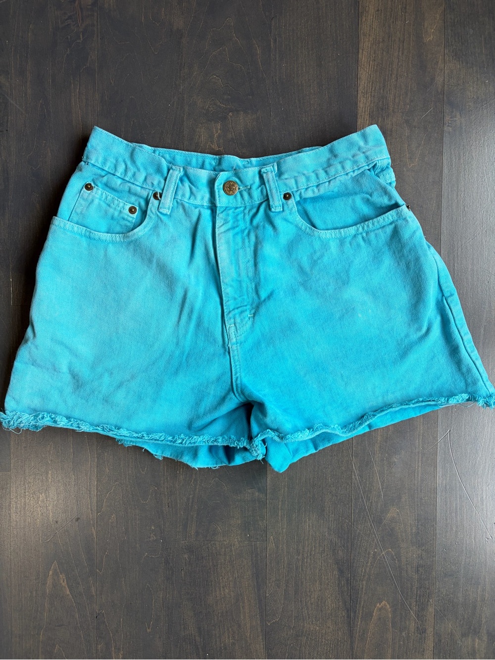 Vintage 90s Women’s Turquoise Denim Shorts
